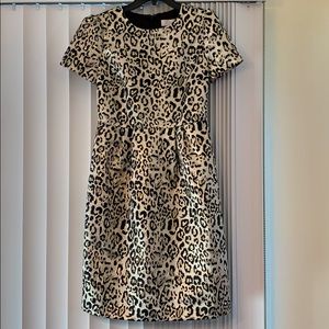 Rachel Parcell Leopard Print Midi Dress in Black and Cream